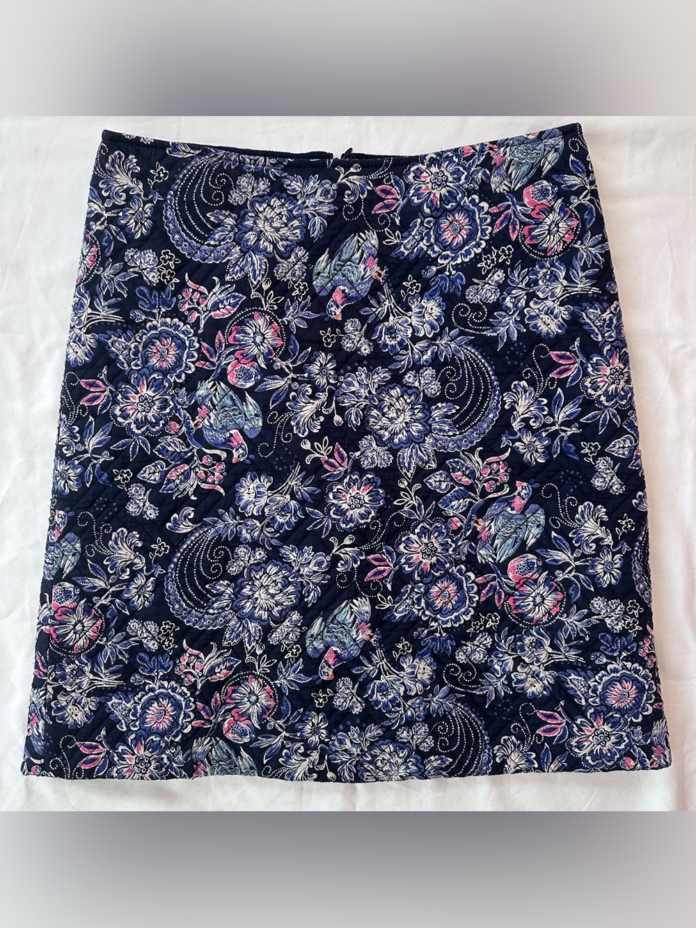 Monsoon Floral & Bird Quilted Cotton A-Line Skirt-Size 8